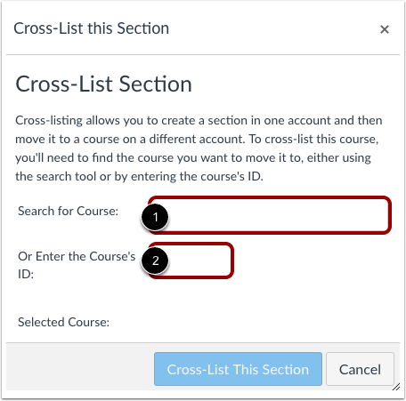 Search for course by name or ID