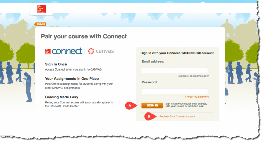 mcgraw hill connect student registration page