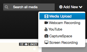 selecting "media upload" in add new dropdown menu