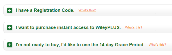 Registration Code and Purchasing Options for Students with Wiley Plus