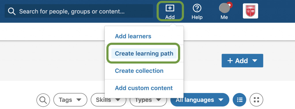 Click Add to Create Learning Path