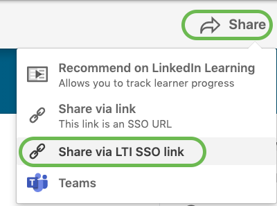 Linkedin Learning - Learning Path share menu expanded