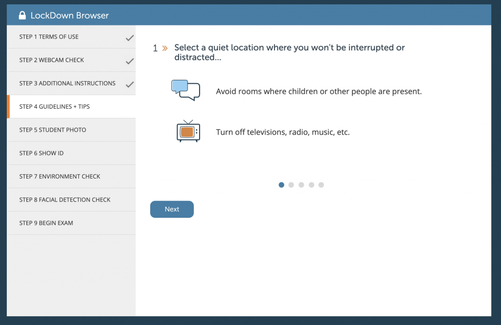 Sample Respondus Monitor tips image