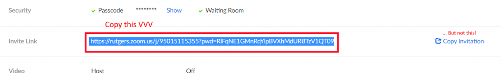 Copy meeting invite link but not the meeting invitation
