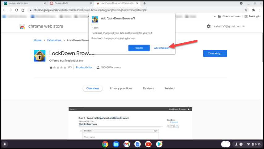 Add extension confirmation window in Chrome
