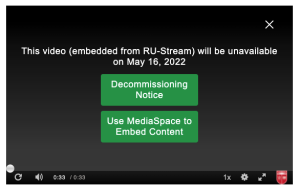 call-to-action buttons at the end of a video with information about decommissioning