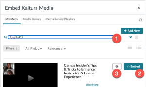Canvas Embed Kaltura Media button with indicators