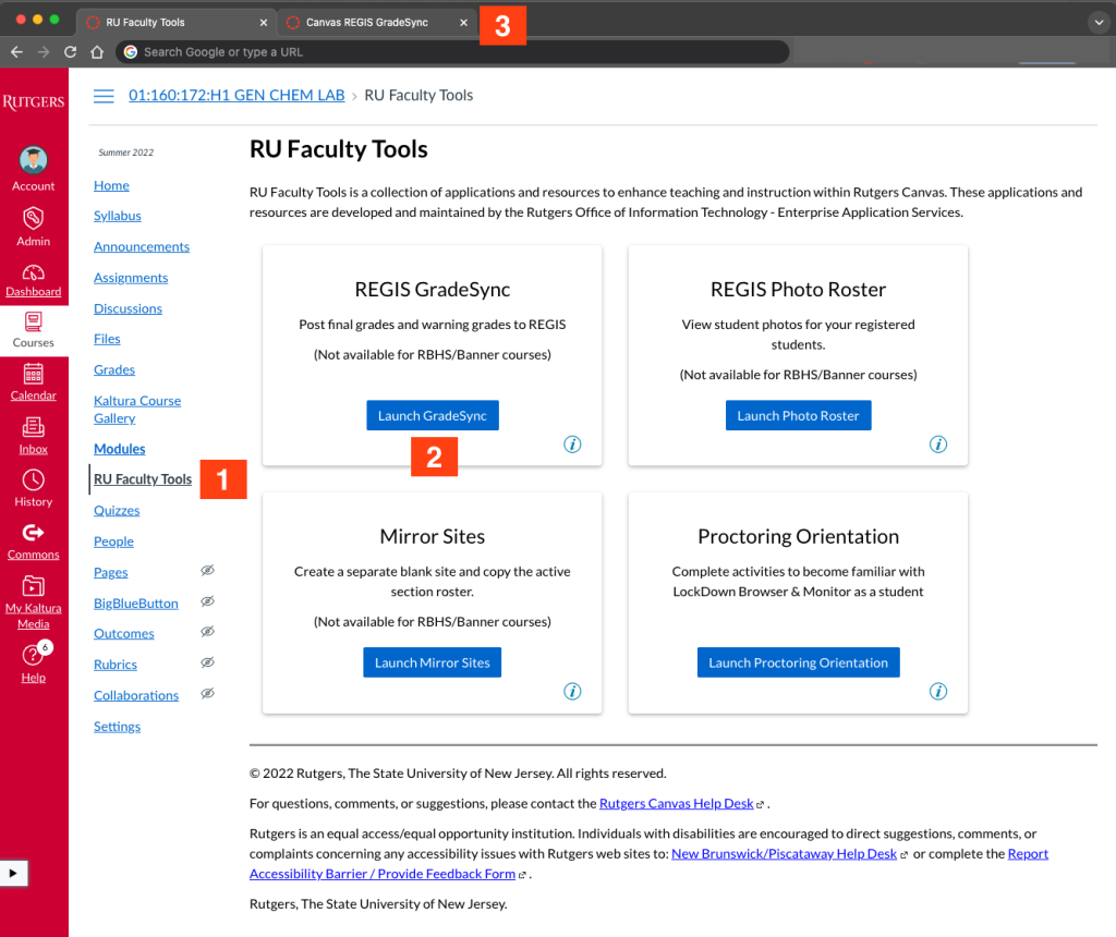 Screenshot of Canvas Faculty Tools