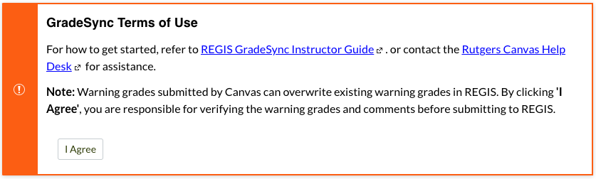 Warning GradeSync Terms of Use