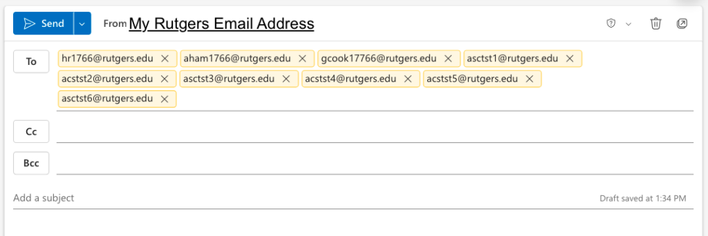 email addresses in to field