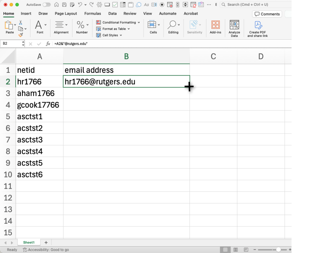 ms excel with mouse cross hair at lower right corner
